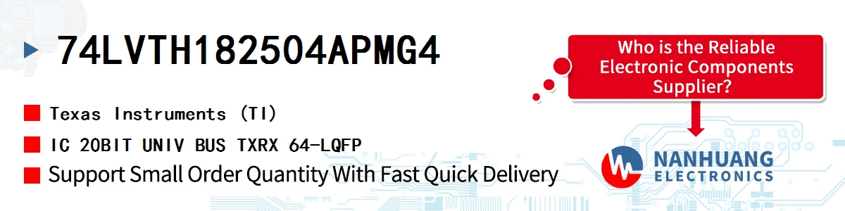 74LVTH182504APMG4 TI IC 20BIT UNIV BUS TXRX 64-LQFP