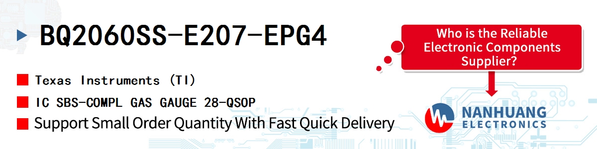 BQ2060SS-E207-EPG4 TI IC SBS-COMPL GAS GAUGE 28-QSOP