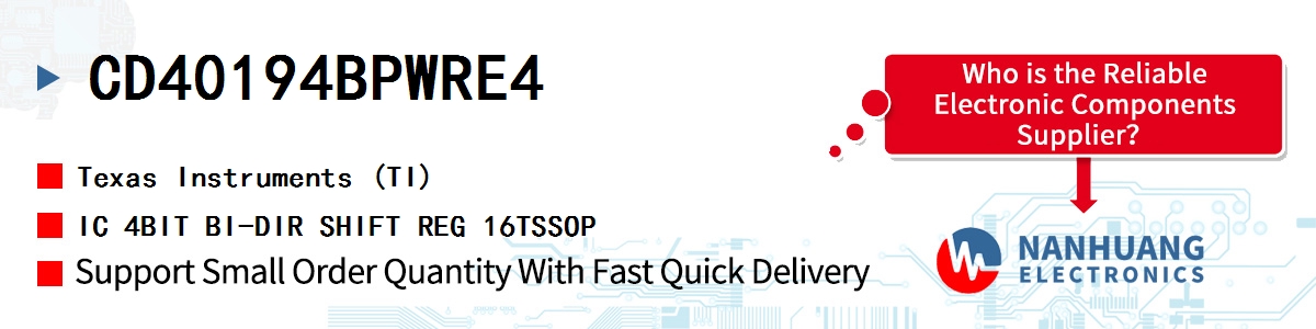 CD40194BPWRE4 TI IC 4BIT BI-DIR SHIFT REG 16TSSOP