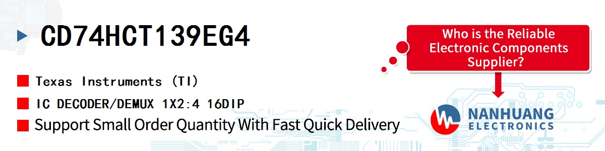 CD74HCT139EG4 TI IC DECODER/DEMUX 1X2:4 16DIP