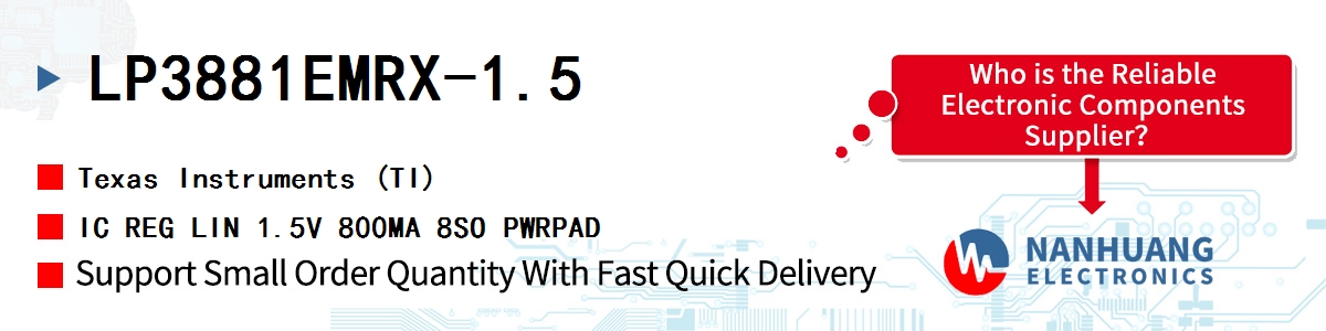 LP3881EMRX-1.5 TI IC REG LIN 1.5V 800MA 8SO PWRPAD