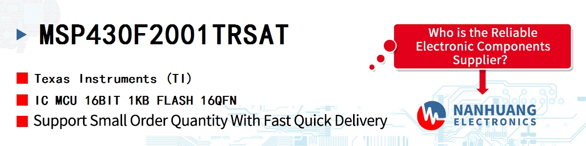 MSP430F2001TRSAT TI IC MCU 16BIT 1KB FLASH 16QFN