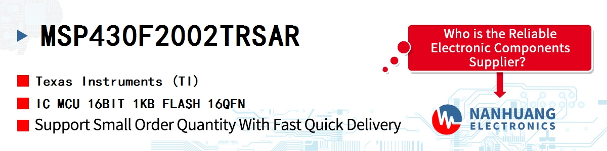 MSP430F2002TRSAR TI IC MCU 16BIT 1KB FLASH 16QFN