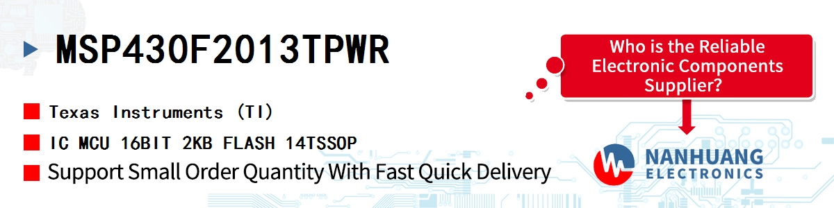 MSP430F2013TPWR TI IC MCU 16BIT 2KB FLASH 14TSSOP