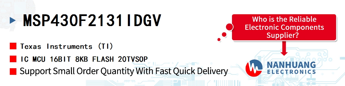 MSP430F2131IDGV TI IC MCU 16BIT 8KB FLASH 20TVSOP