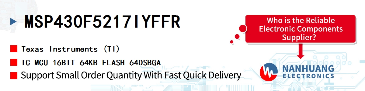 MSP430F5217IYFFR TI IC MCU 16BIT 64KB FLASH 64DSBGA