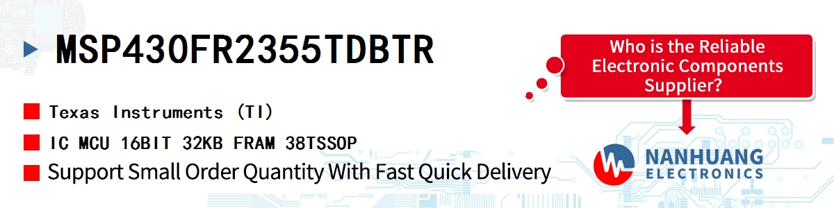 MSP430FR2355TDBTR TI IC MCU 16BIT 32KB FRAM 38TSSOP