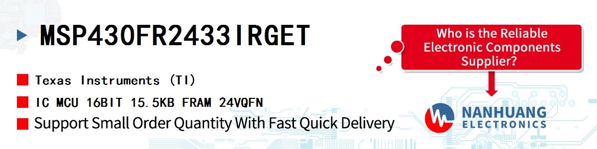 MSP430FR2433IRGET TI IC MCU 16BIT 15.5KB FRAM 24VQFN
