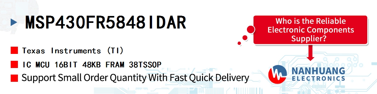 MSP430FR5848IDAR TI IC MCU 16BIT 48KB FRAM 38TSSOP