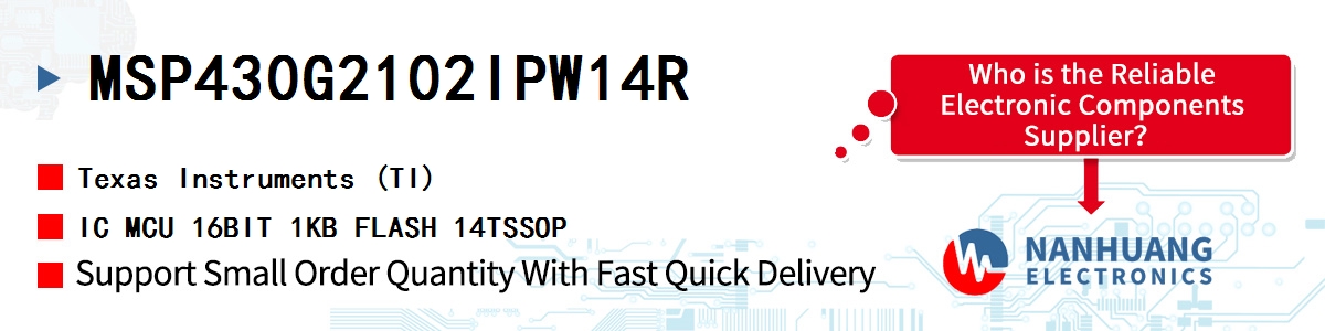 MSP430G2102IPW14R TI IC MCU 16BIT 1KB FLASH 14TSSOP