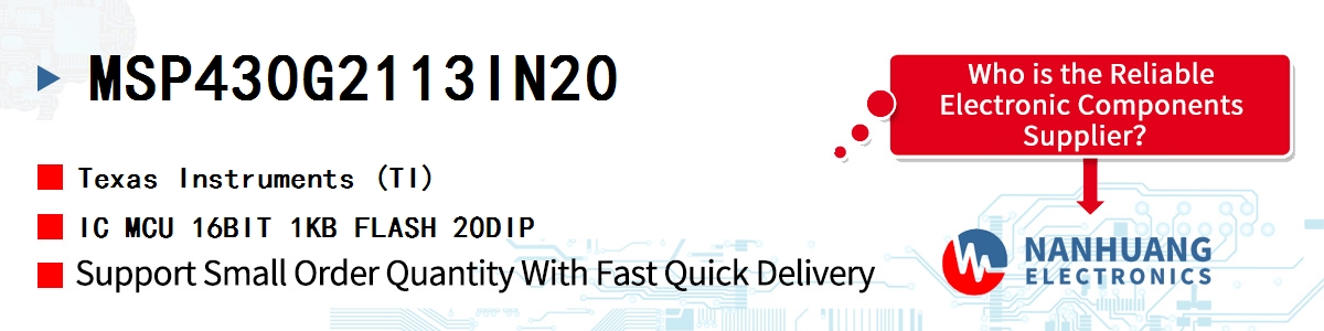 MSP430G2113IN20 TI IC MCU 16BIT 1KB FLASH 20DIP