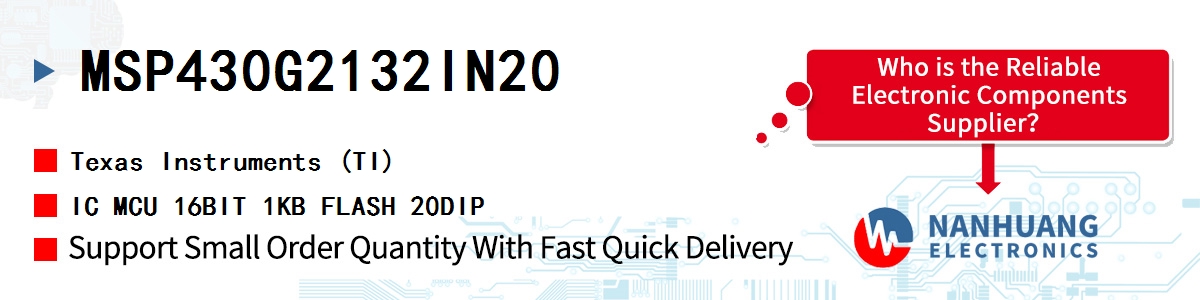 MSP430G2132IN20 TI IC MCU 16BIT 1KB FLASH 20DIP