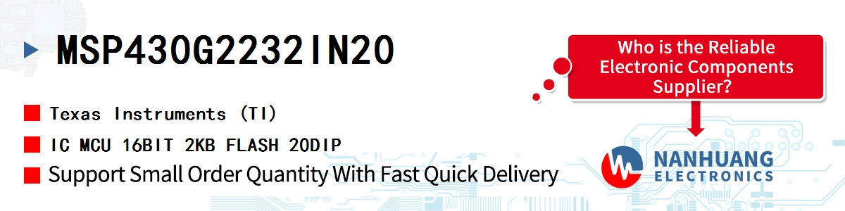 MSP430G2232IN20 TI IC MCU 16BIT 2KB FLASH 20DIP