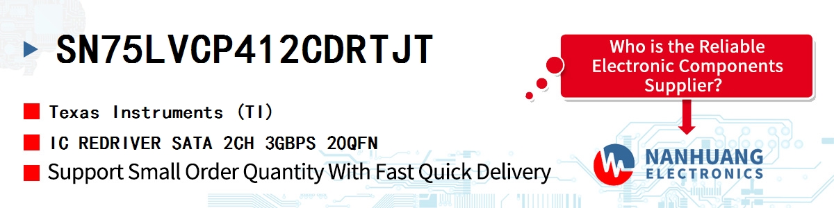 SN75LVCP412CDRTJT TI IC REDRIVER SATA 2CH 3GBPS 20QFN