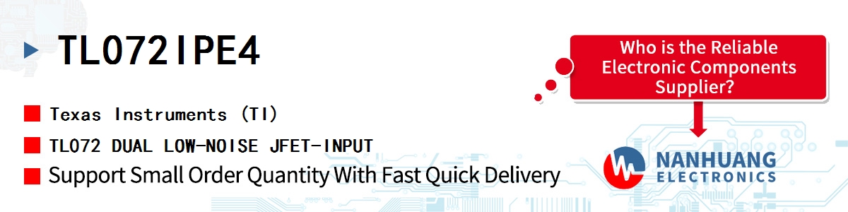 TL072IPE4 TI TL072 DUAL LOW-NOISE JFET-INPUT