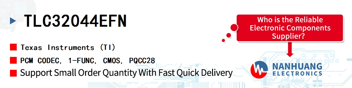 TLC32044EFN TI PCM CODEC, 1-FUNC, CMOS, PQCC28