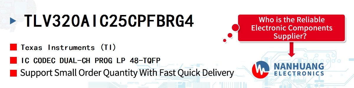 TLV320AIC25CPFBRG4 TI IC CODEC DUAL-CH PROG LP 48-TQFP