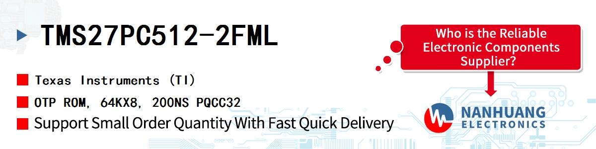 TMS27PC512-2FML TI OTP ROM, 64KX8, 200NS PQCC32
