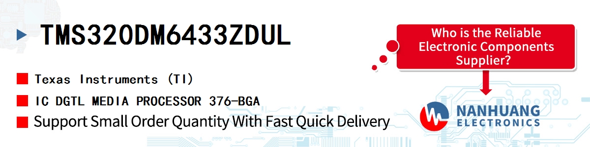 TMS320DM6433ZDUL TI IC DGTL MEDIA PROCESSOR 376-BGA