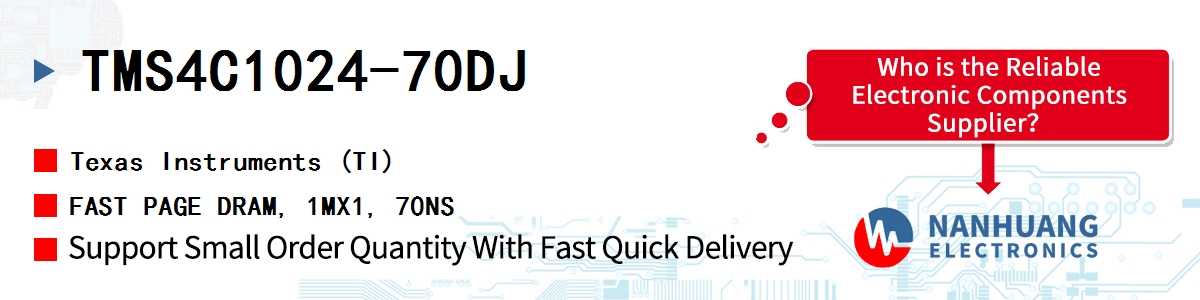 TMS4C1024-70DJ TI FAST PAGE DRAM, 1MX1, 70NS